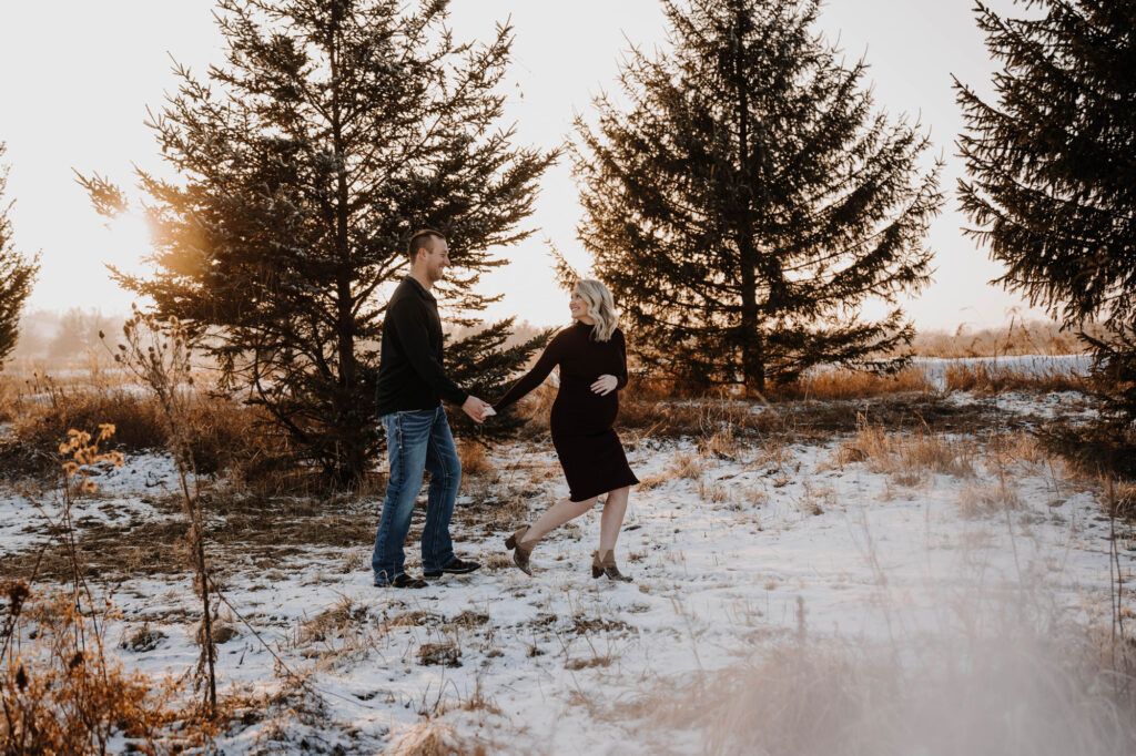 walking through snow