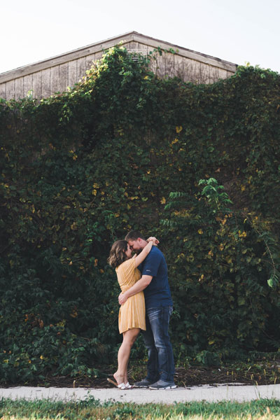 engagement in front of ivy building