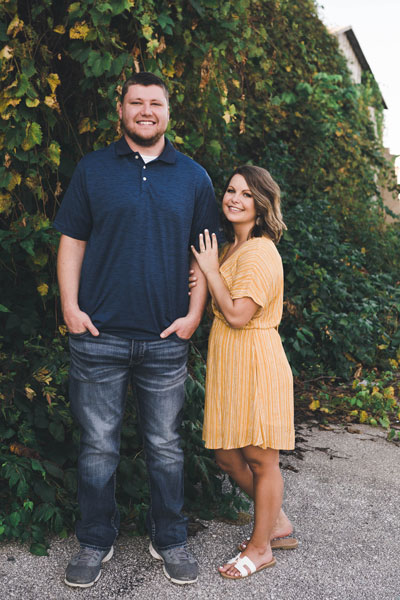 blue and yellow engagement outfit