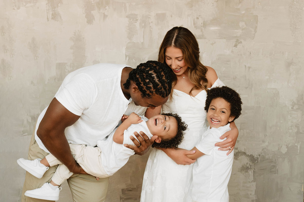 Family pictures in a studio